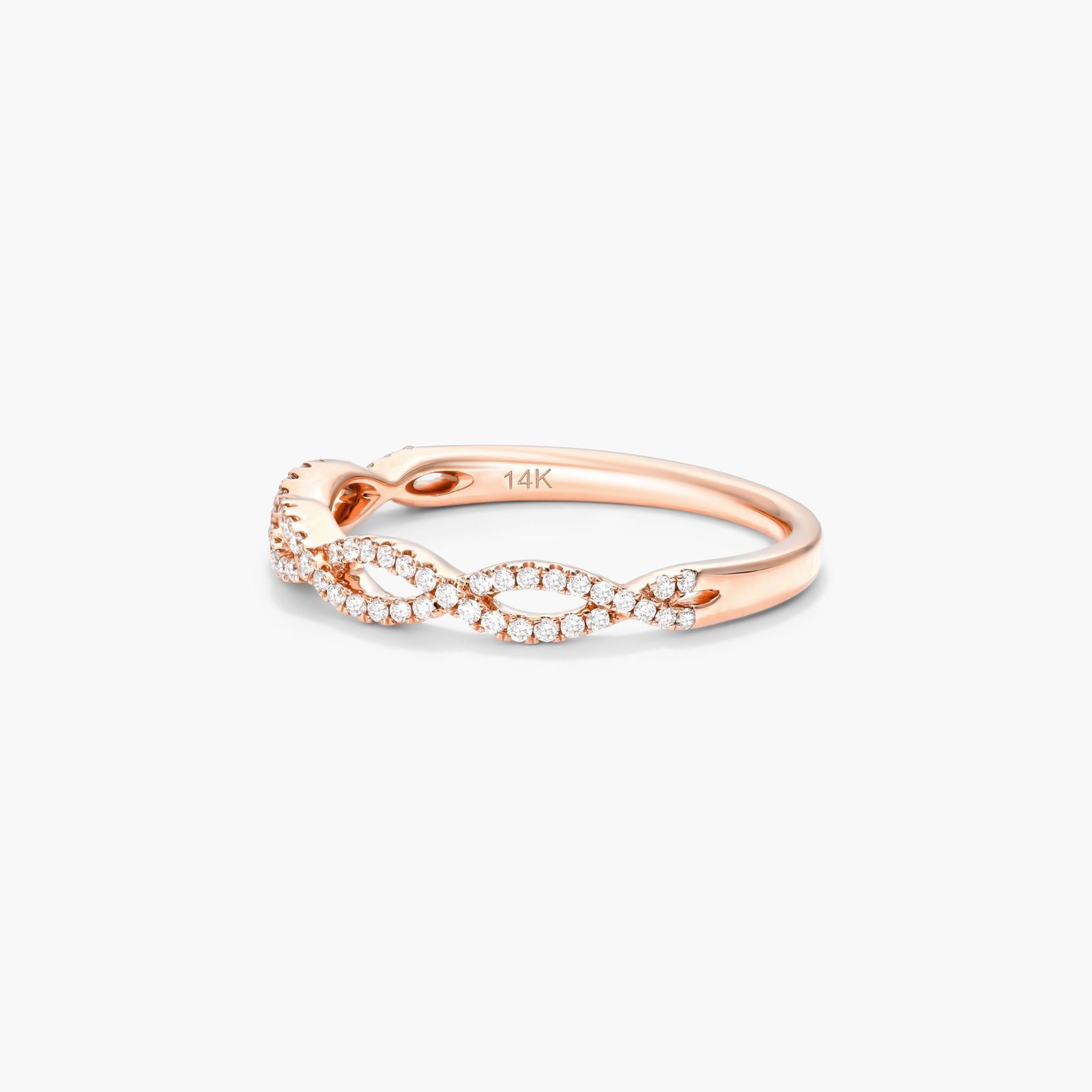 14K Rose Gold Petite Open Infinity Diamond Ring Image-1