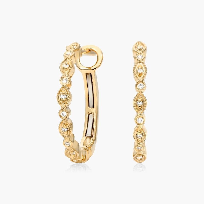 14K Yellow Gold Petite Milgrain Diamond Earrings