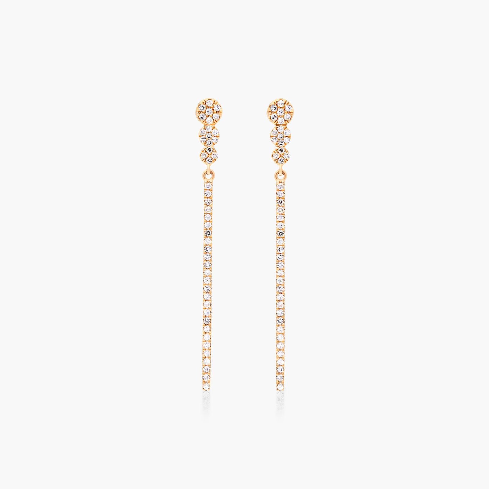 14K Yellow Gold Single Lined Bar Diamond Earrings Image-0