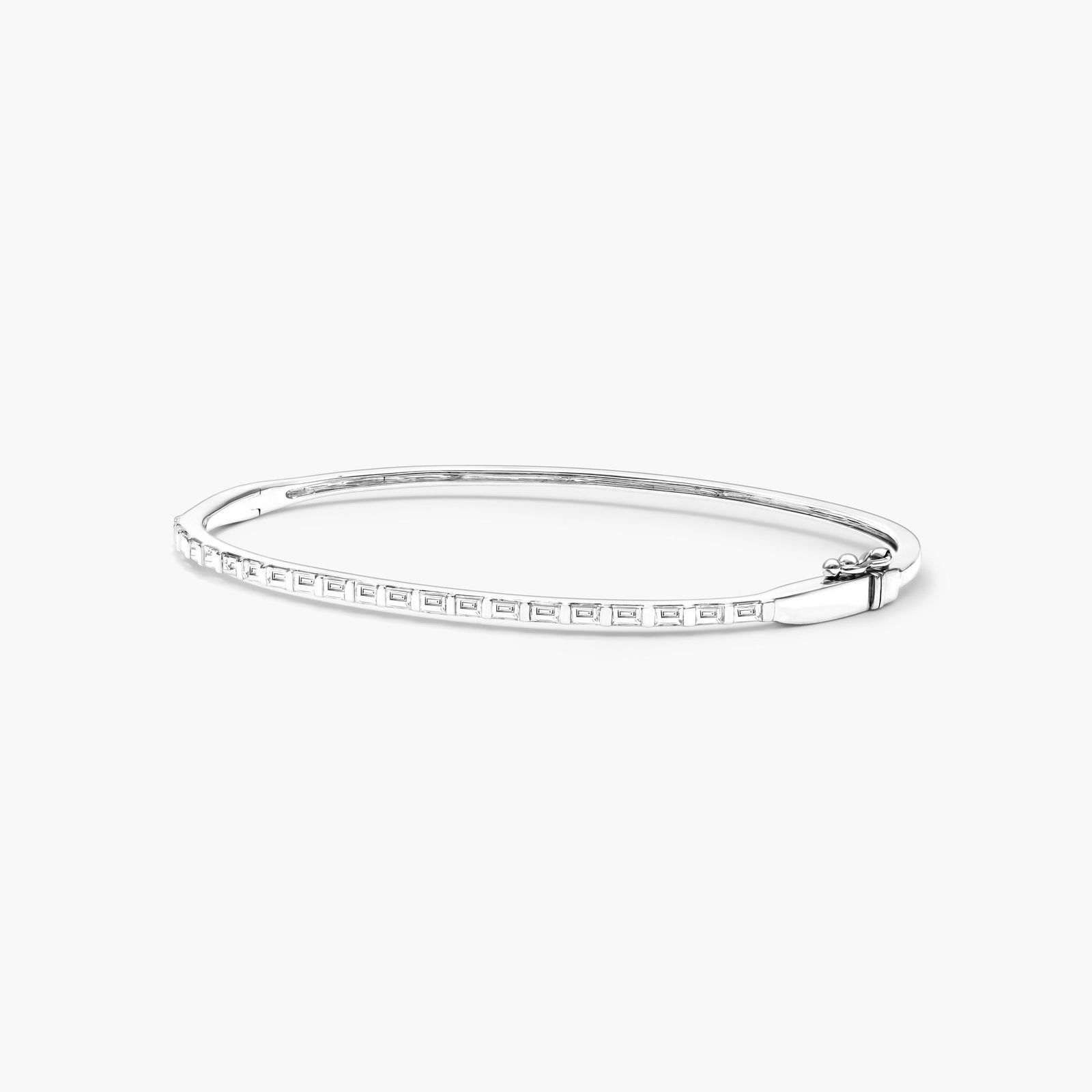 14K White Gold Baguette Diamond Bangle-81195w14