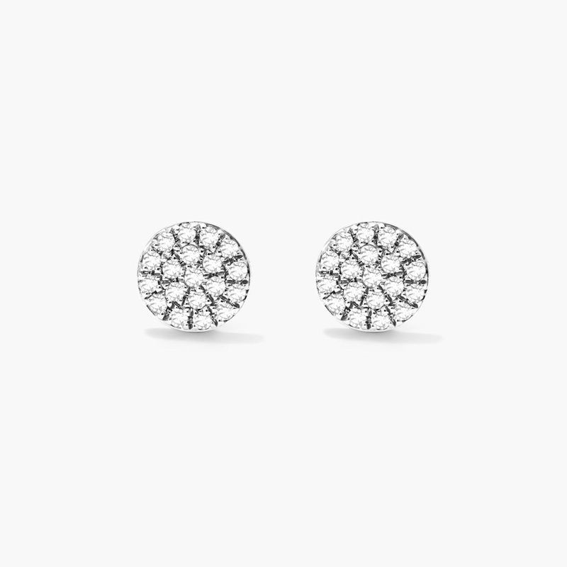 14K White Gold Petite Diamond Disc Earrings