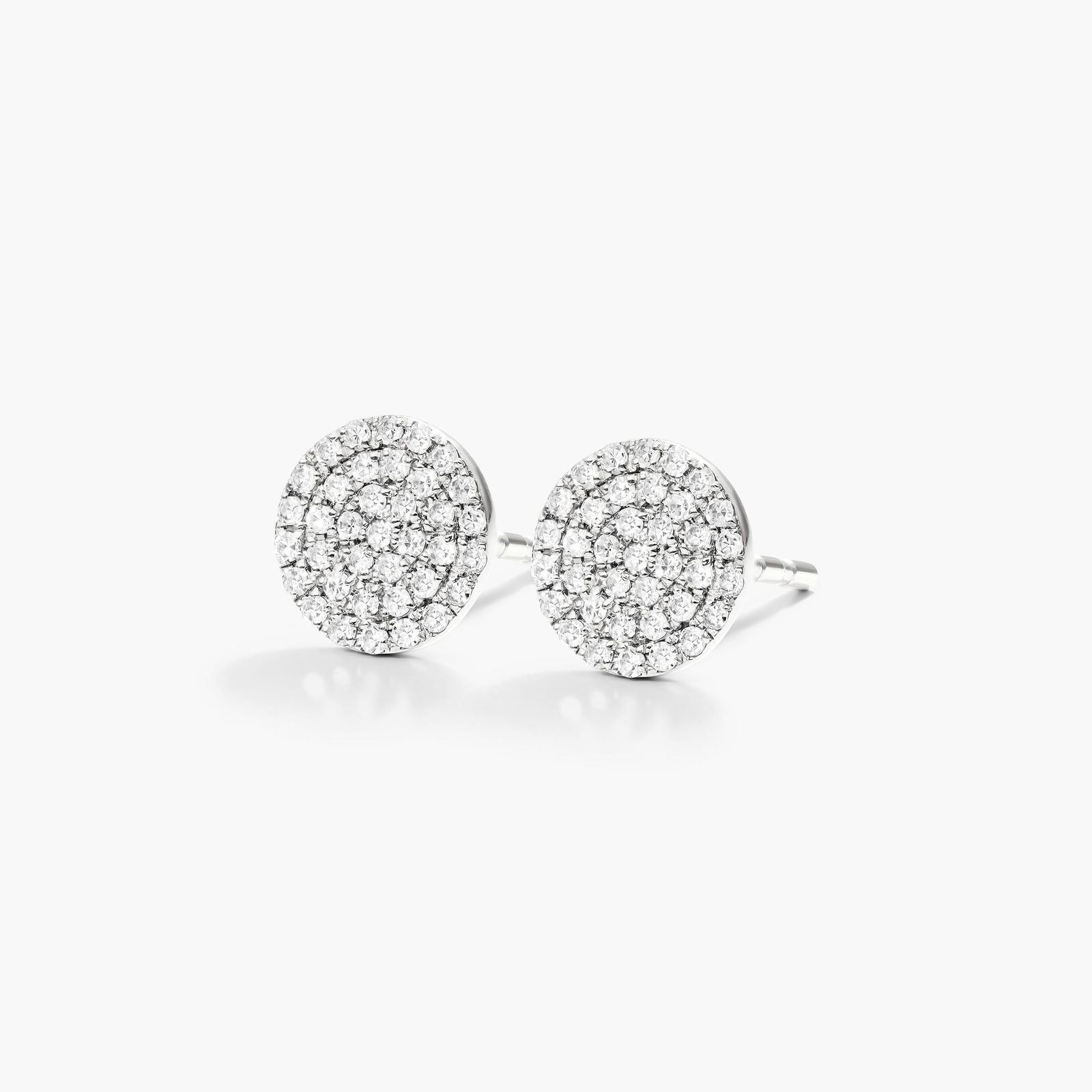 14K White Gold Diamond Disc Earrings Image-1