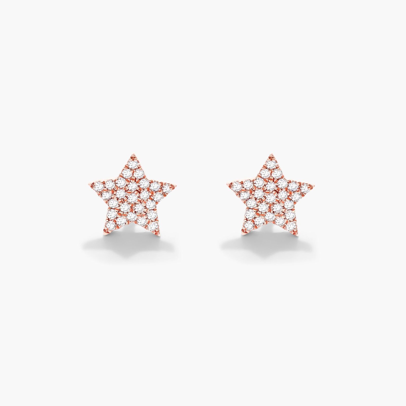 14K Rose Gold Star Diamond Earrings Image-0