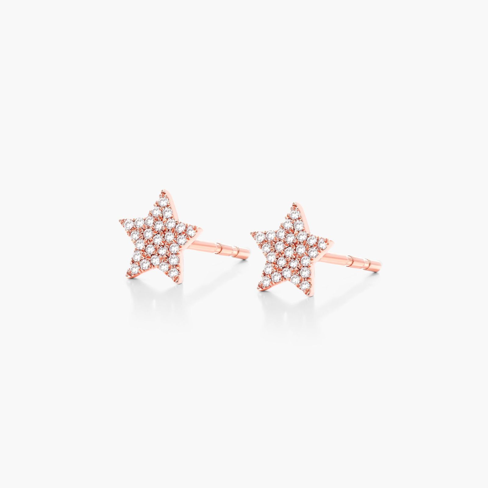 14K Rose Gold Star Diamond Earrings Image-1