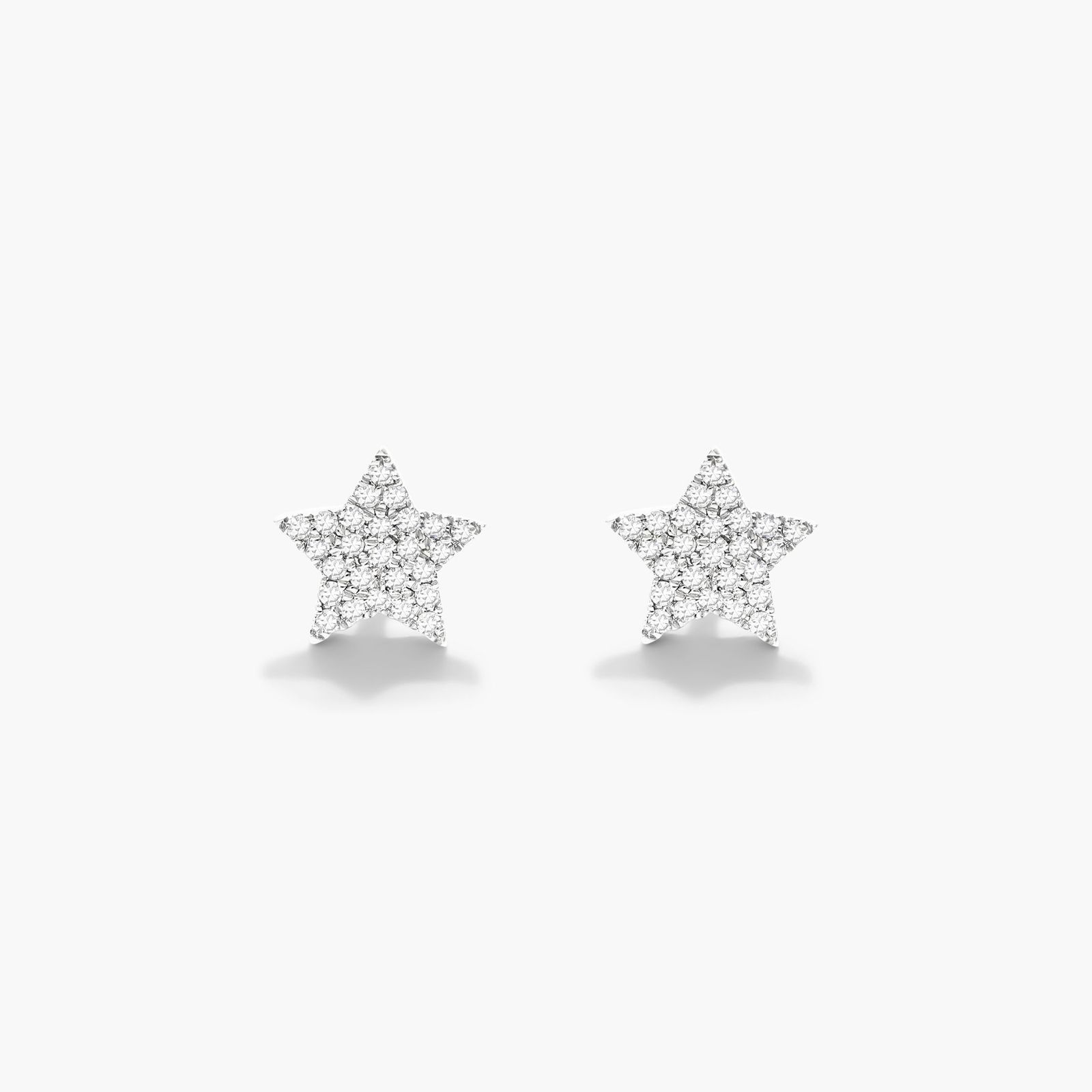 14K White Gold Star Diamond Earrings Image-0