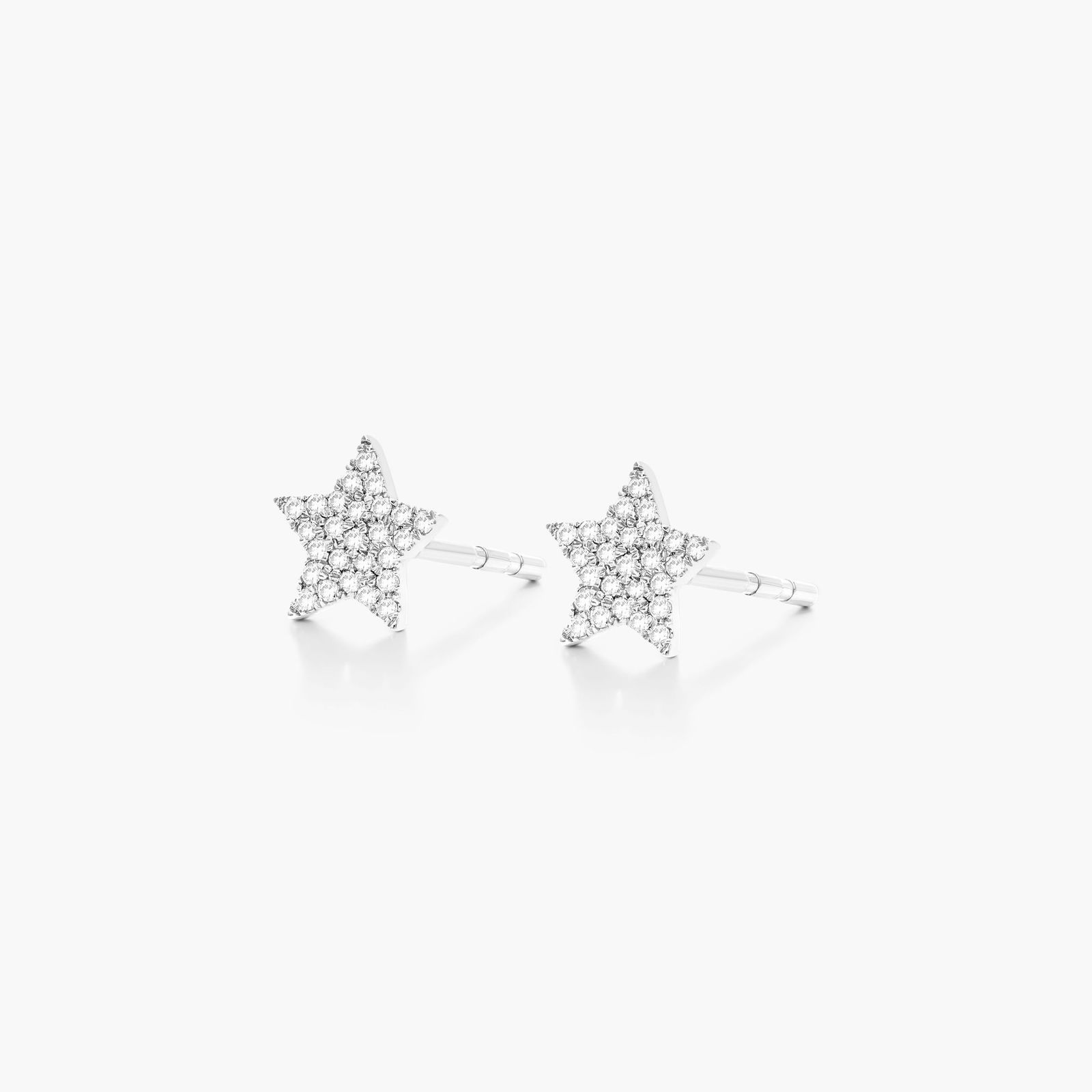 14K White Gold Star Diamond Earrings Image-1