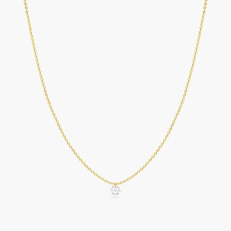 14K Yellow Gold Single Pierced Diamond Speck Necklace by Brevani