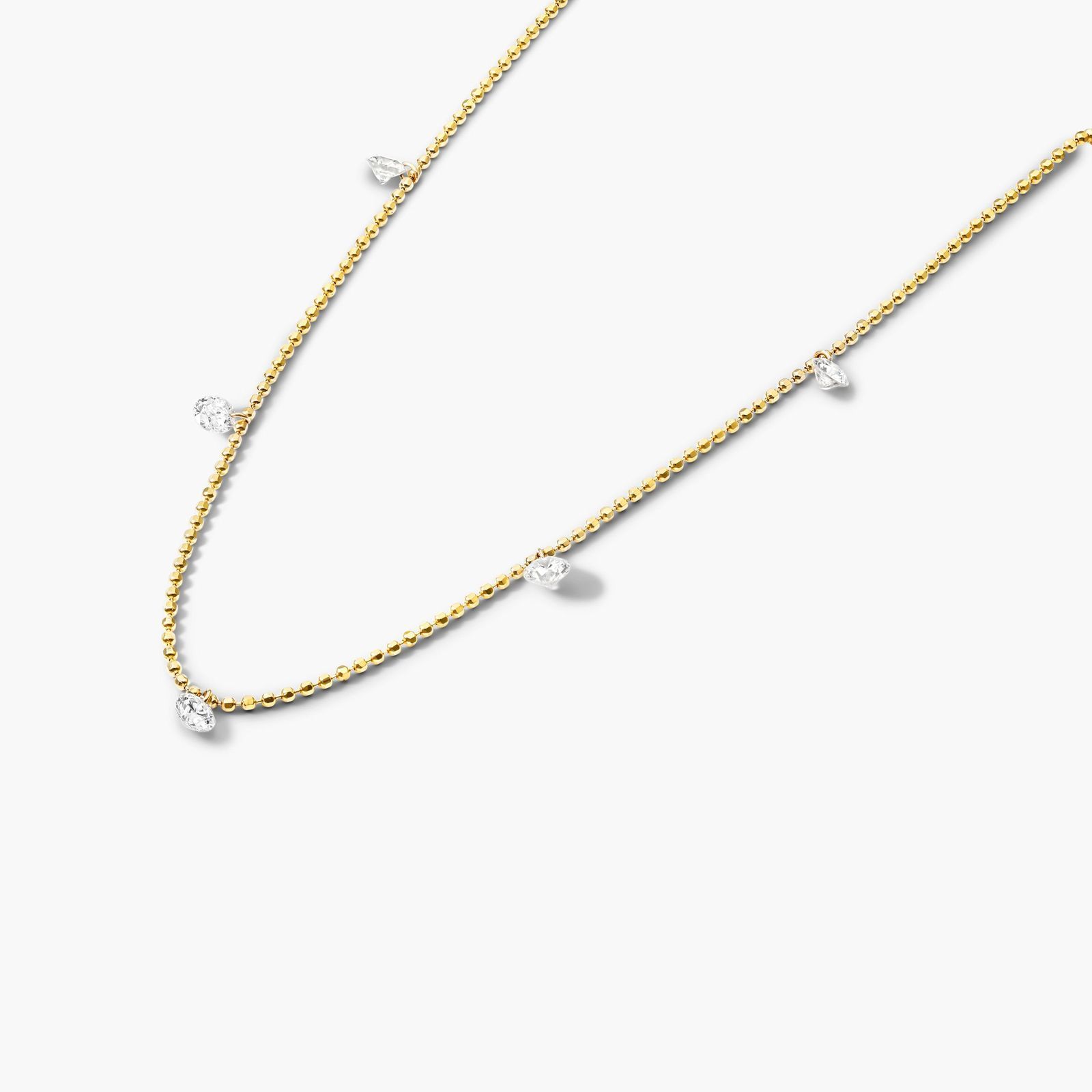 14K Yellow Gold Five Pierced Diamond Specks Necklace by Brevani Image-1