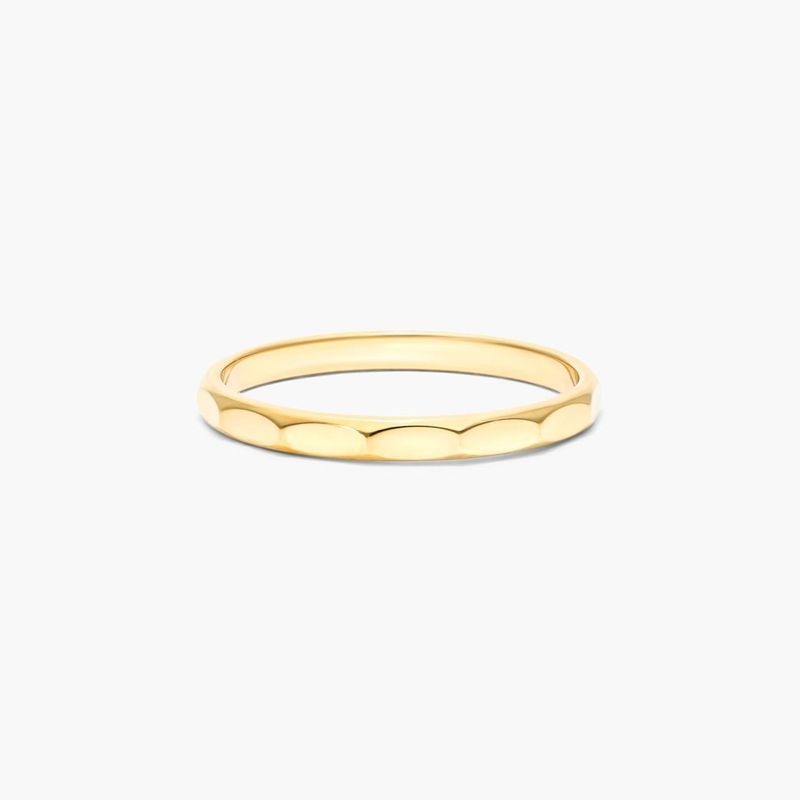 14K Yellow Gold High Polished Faceted Ring