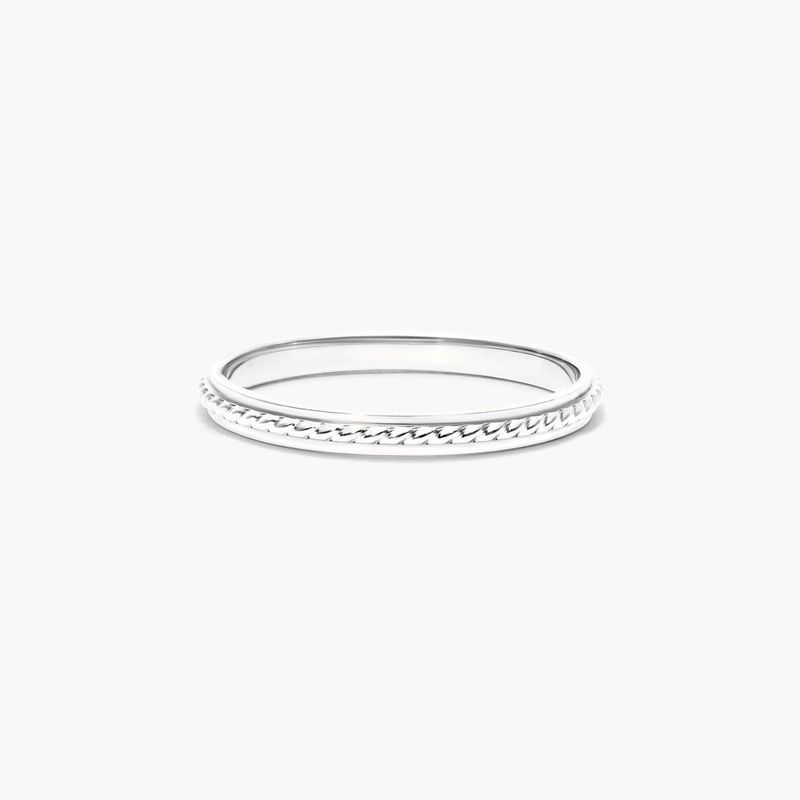 14K White Gold Cable Accent Ring