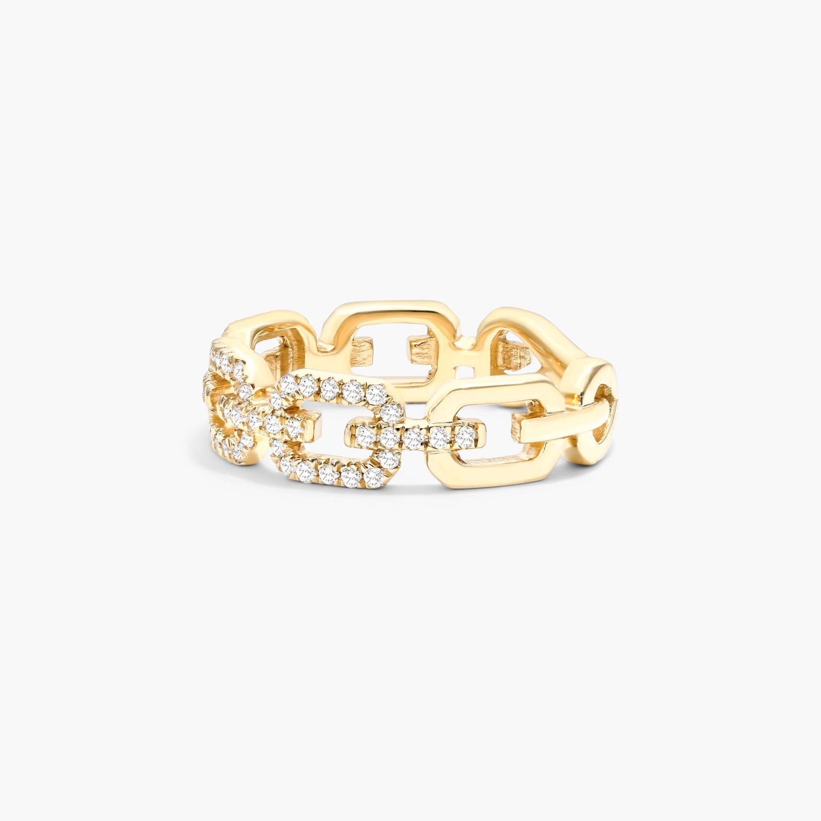 14K Yellow Gold Pavé Chain Diamond Ring-81347y14