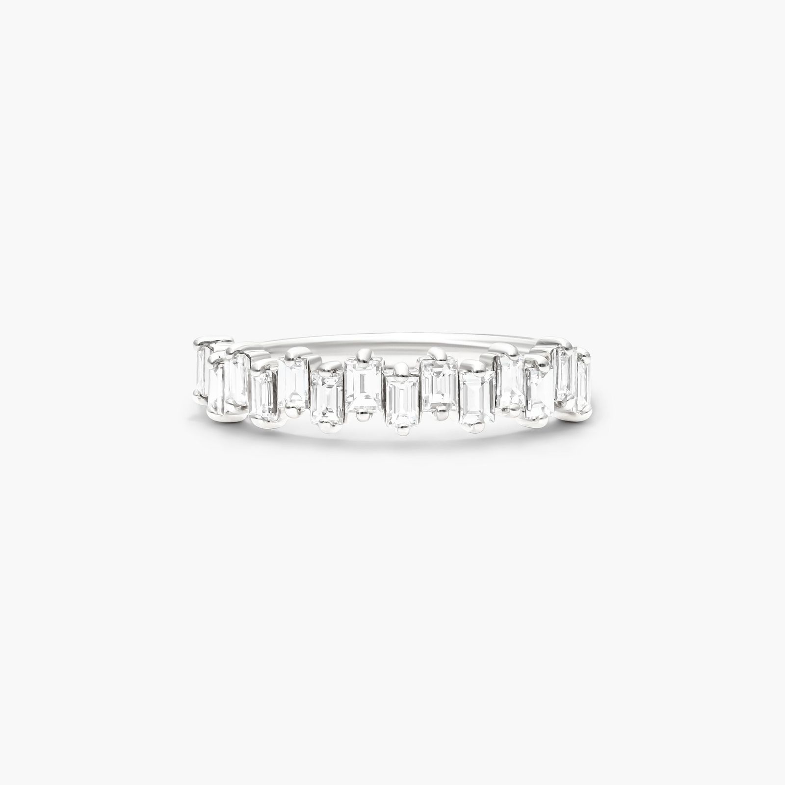 14K White Gold Jagged Baguette Diamond Ring