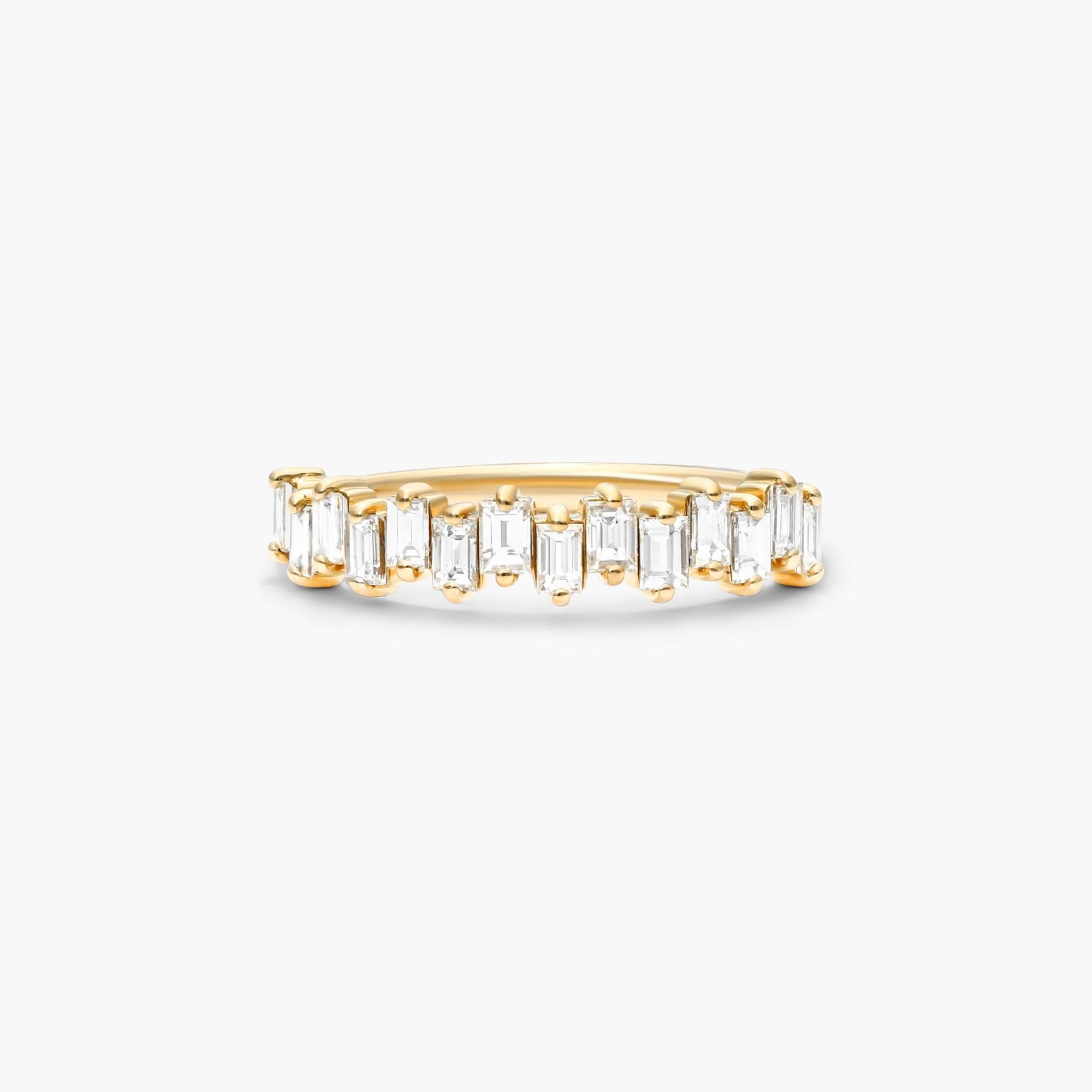 14K Yellow Gold Jagged Baguette Diamond Ring Image-0