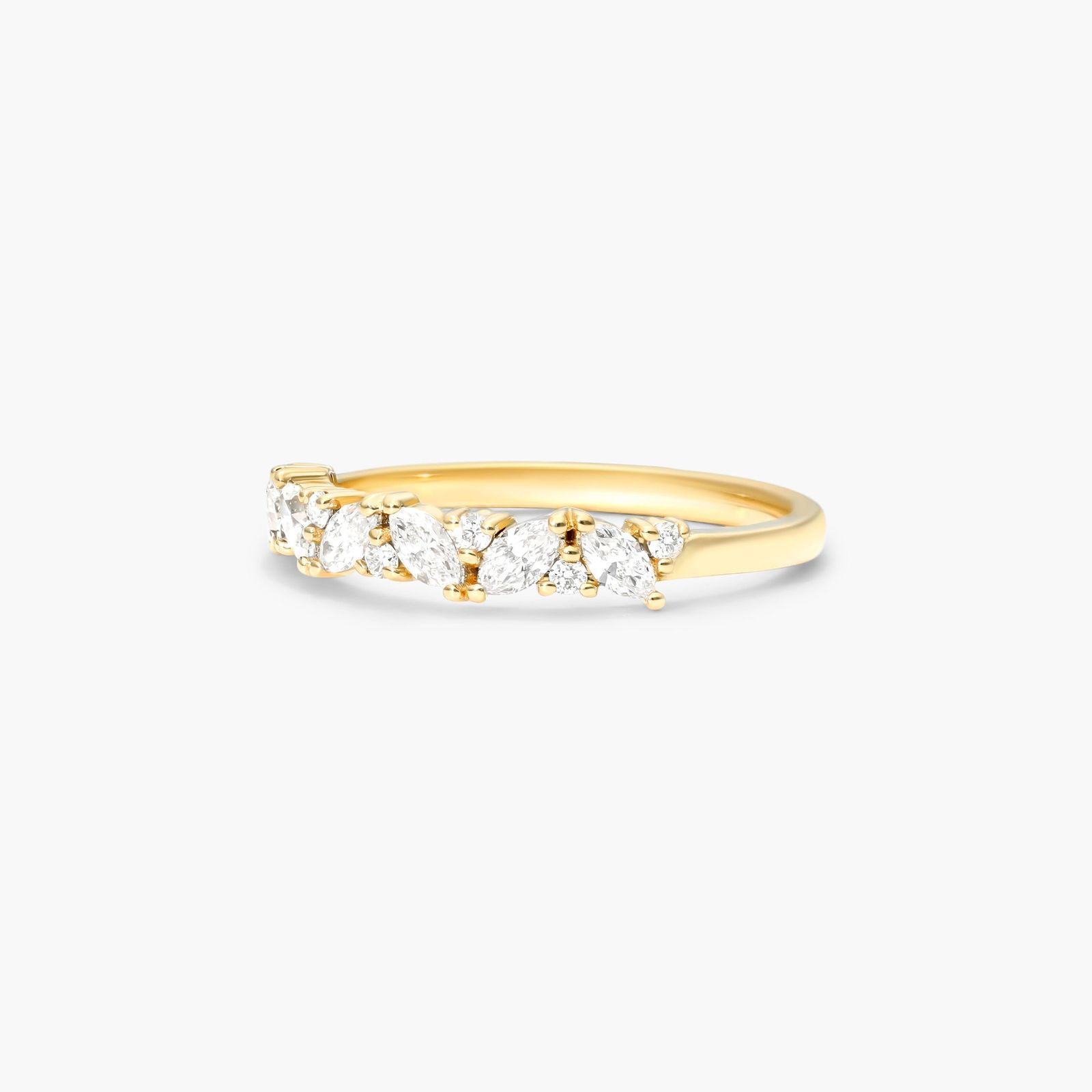 14K Yellow Gold Marquise and Round Array Diamond Ring Image-1