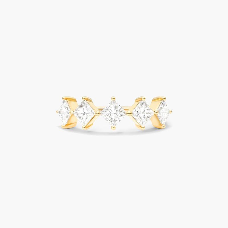14K Yellow Gold Kite Set Princess Diamond Ring