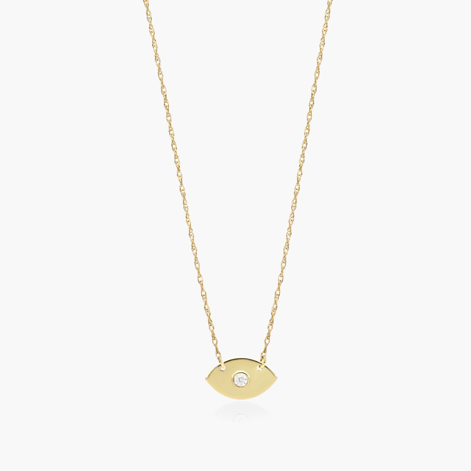 14K Yellow Gold Mini Evil Eye Diamond Necklace Image-0