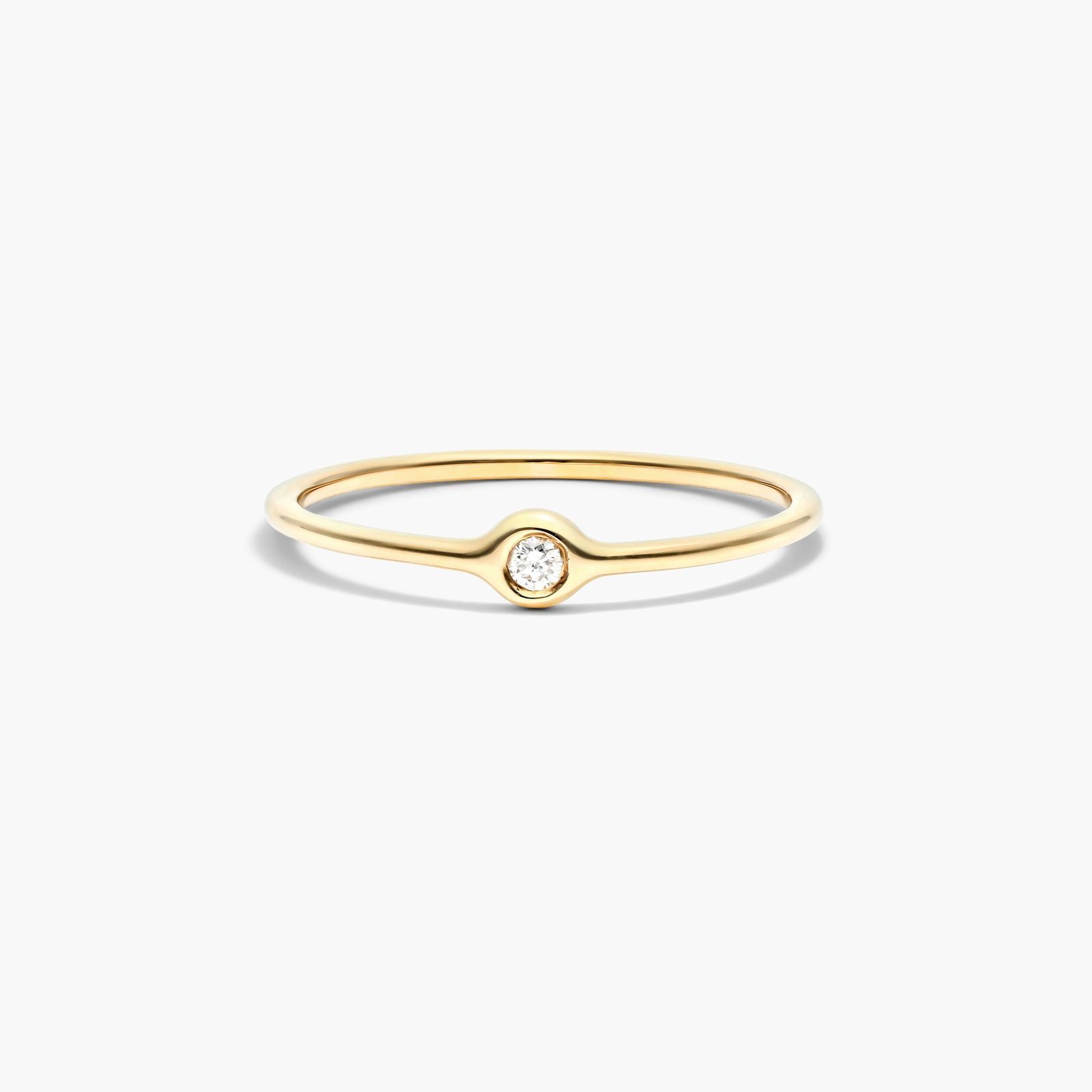 14K Yellow Gold Round Bezel Diamond Ring Image-0