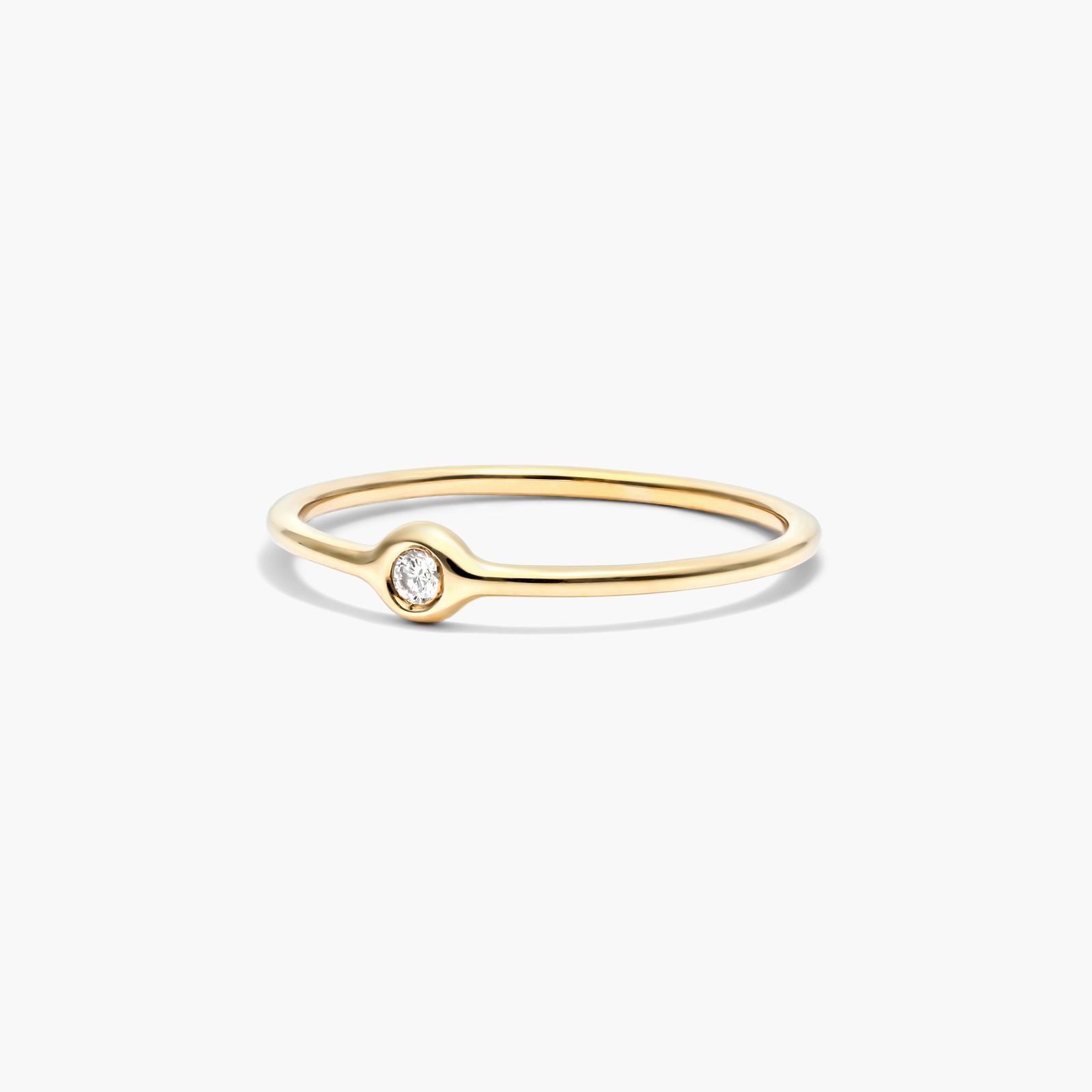14K Yellow Gold Round Bezel Diamond Ring Image-1