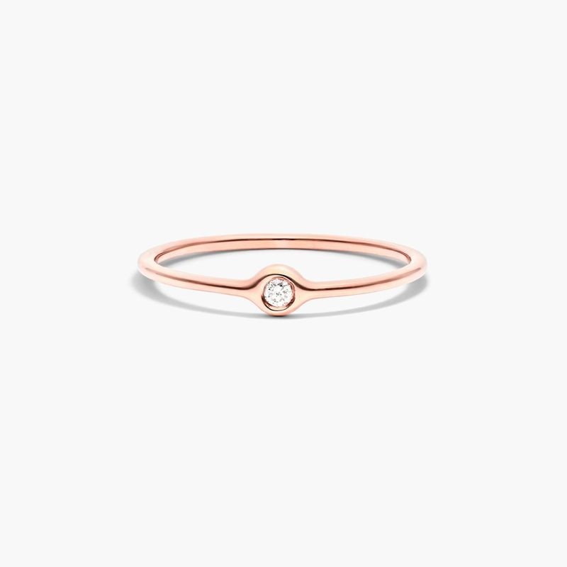 14K Rose Gold Round Bezel Diamond Ring