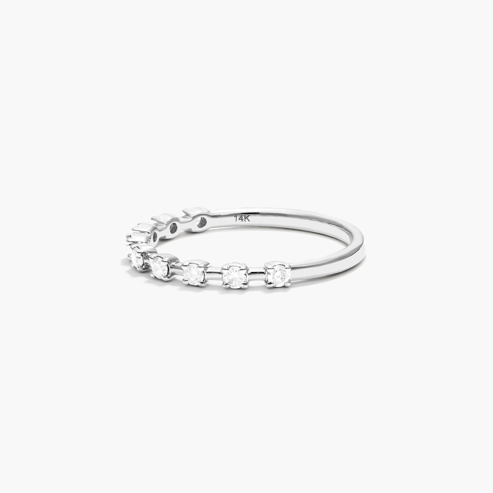 14K White Gold Wire Diamond Ring-81406w14