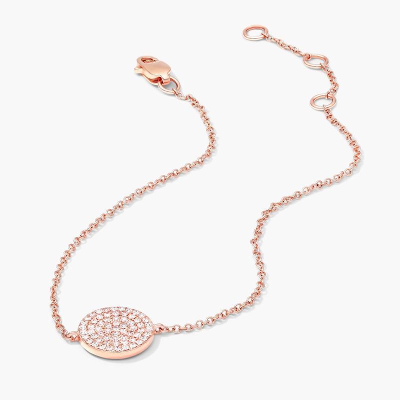 14K Rose Gold Diamond Disc Chain Bracelet