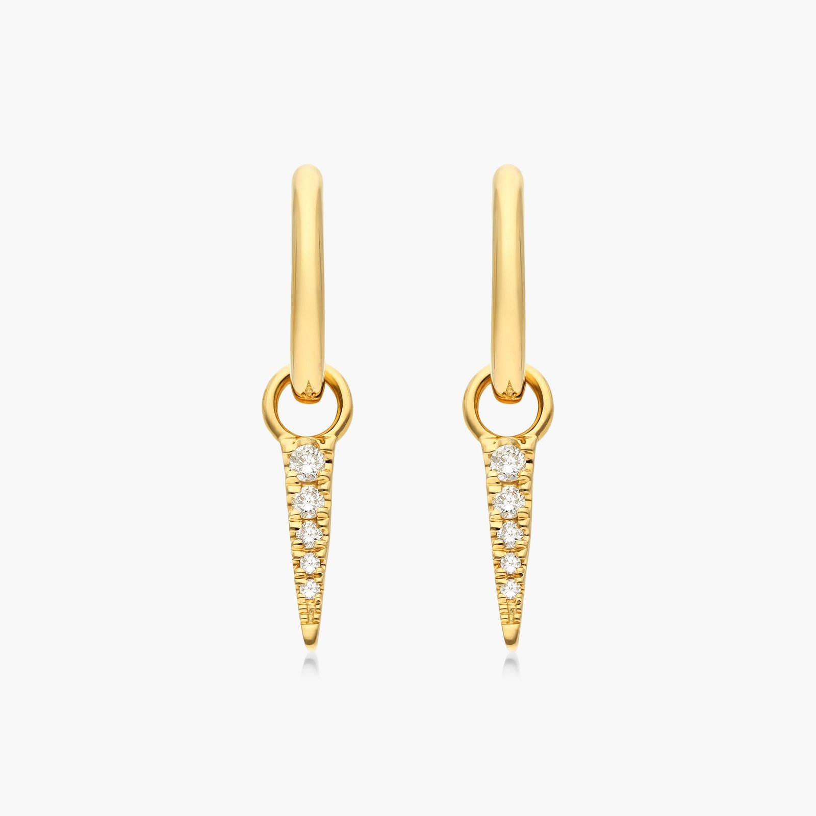 14k Yellow newest Gold Spike Dangle Huggies