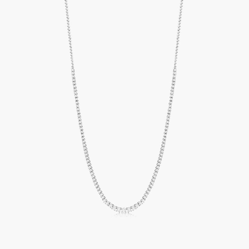 14K White Gold Riviera Diamond Necklace