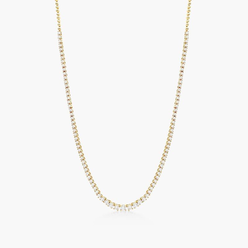14K Yellow Gold Riviera Diamond Necklace