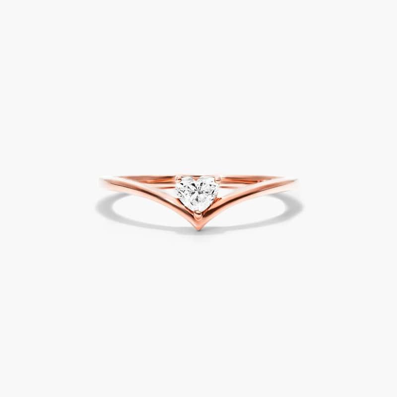 14K Rose Gold Heart Shape Diamond Pinnacle Ring