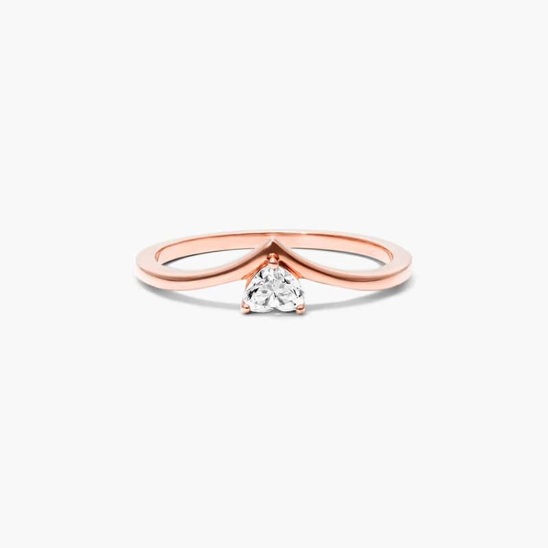 14K Rose Gold Heart Shape Diamond Pinnacle Ring
