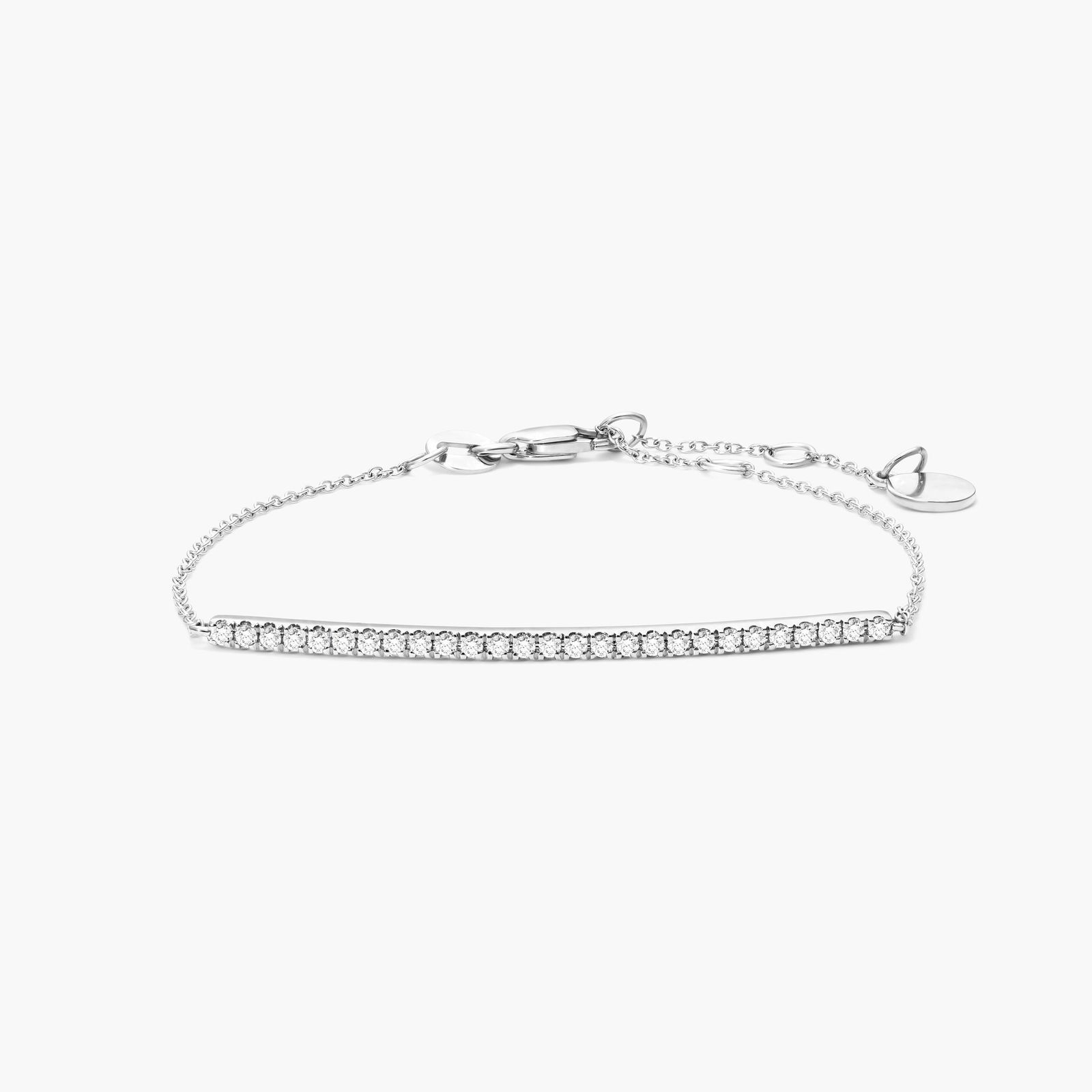 14K White Gold Diamond Bar Bracelet Image-0