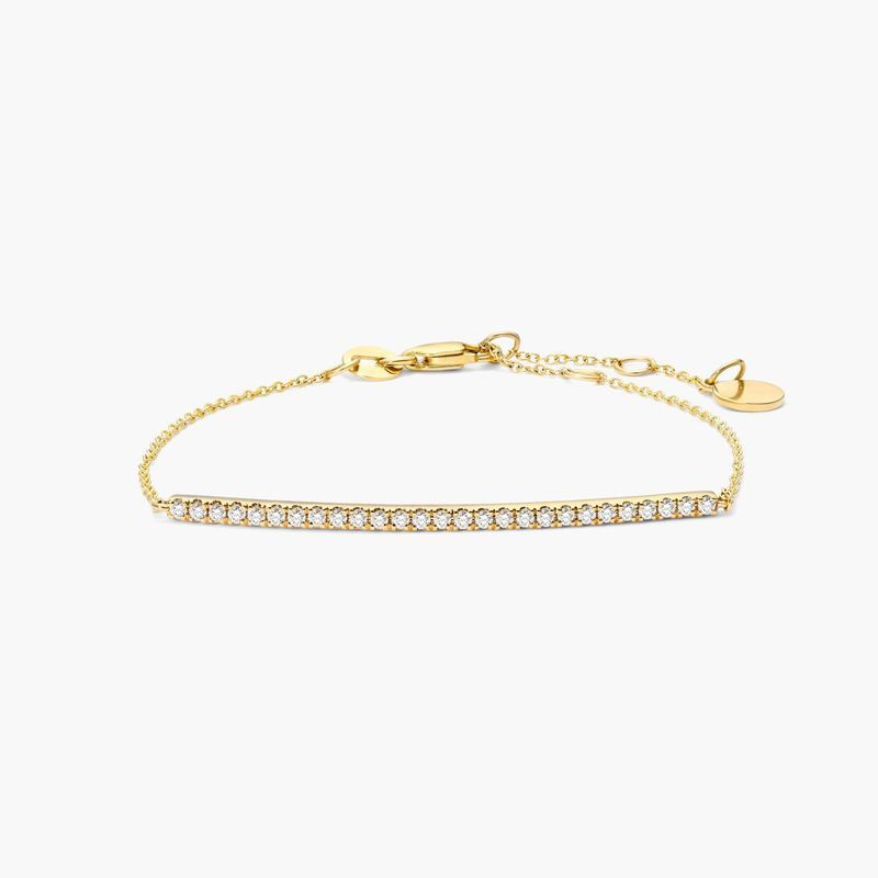 14K Yellow Gold Diamond Bar Bracelet