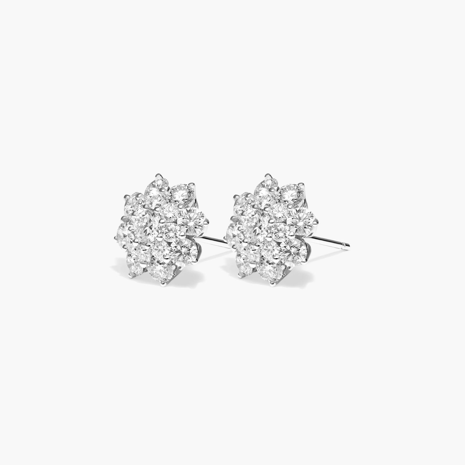 14K White Gold Dahlia Composite Diamond Stud Earrings Image-1