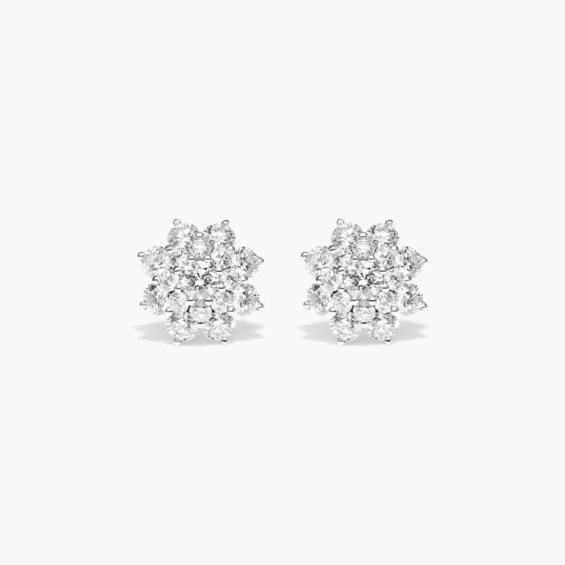 14K White Gold Dahlia Composite Diamond Stud Earrings