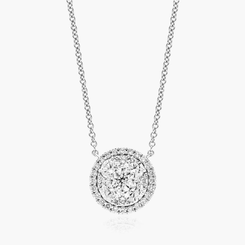 14K White Gold Round Composite Lab-Grown Diamond Necklace
