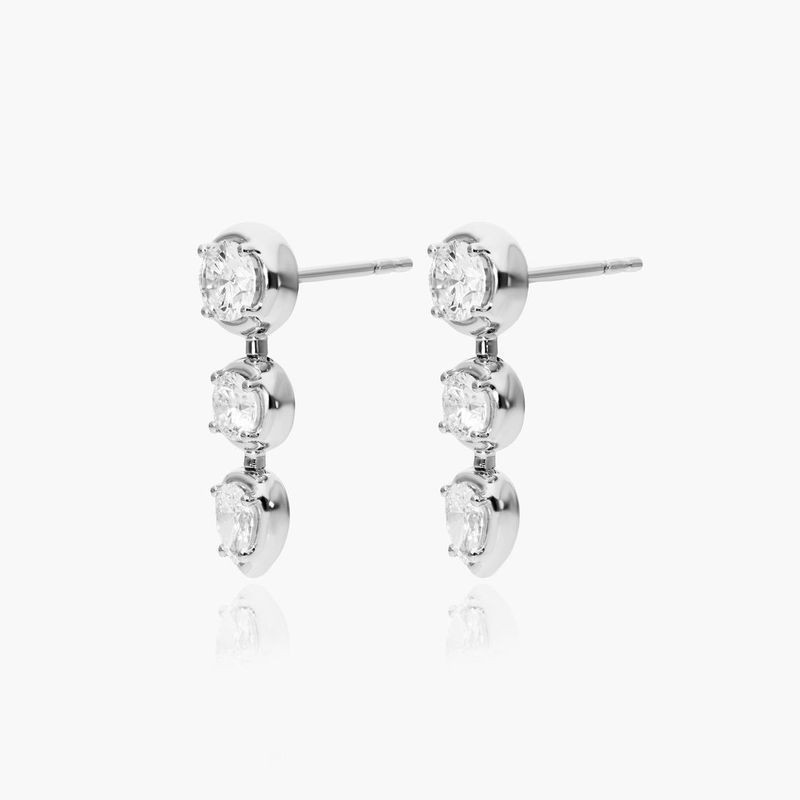 14K White Gold Driblet Lab-Created Diamond Drop Earrings