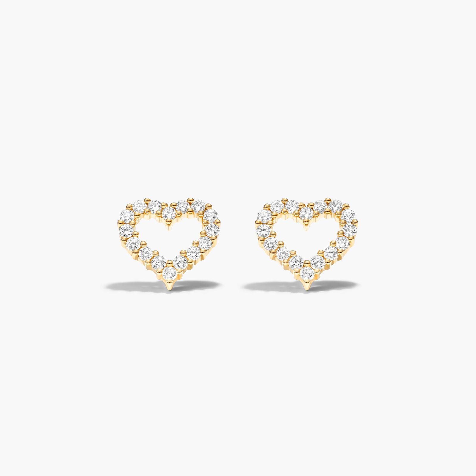 14K Yellow Gold Petite Heart Diamond Earrings-81586y14