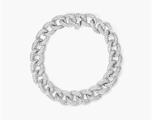14K White Gold Pavé Diamond Curb Chain Bracelet