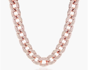 14K Rose Gold Pavé Diamond Curb Chain Necklace