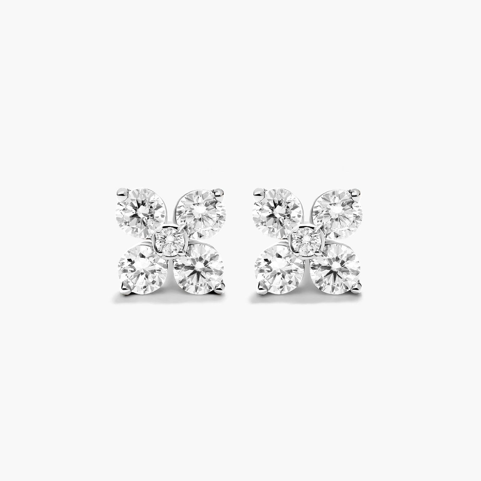 14K White Gold Blossom Lab-Created Diamond Stud Earrings Image-0