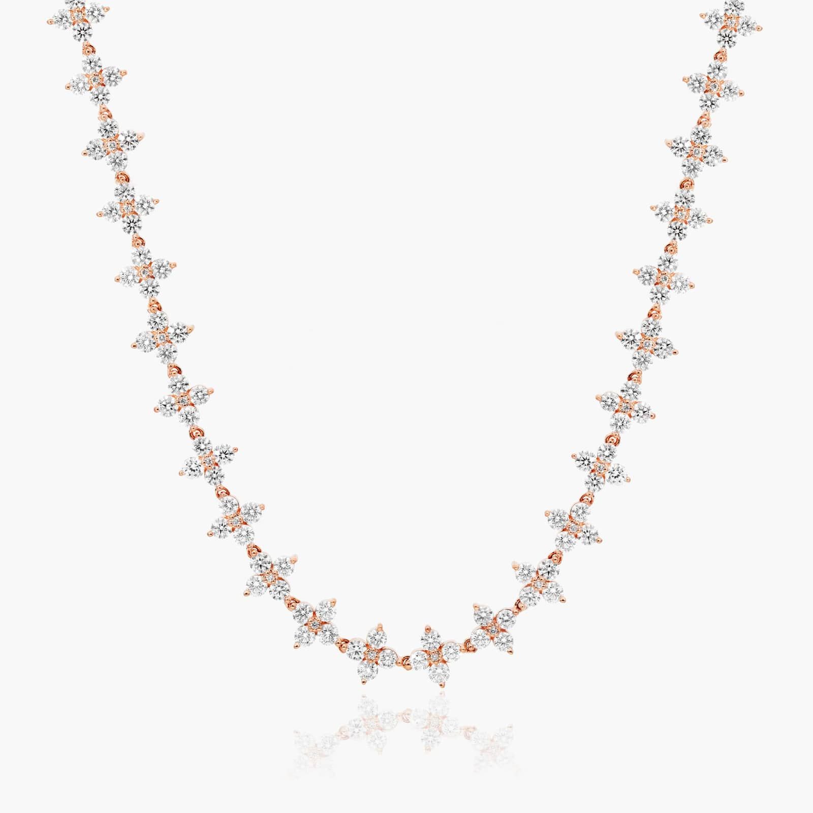 14K Rose Gold Blossom Lab Created Diamond Tennis Necklace Image-0