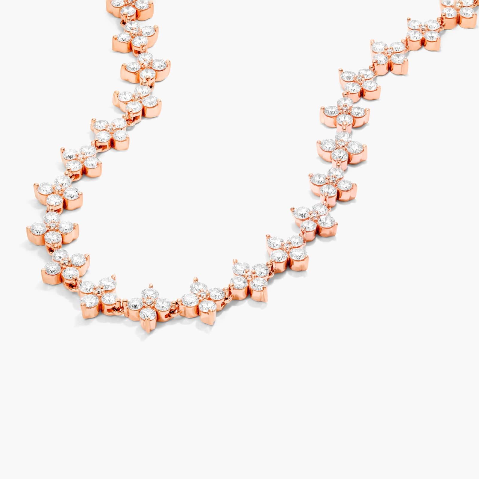 14K Rose Gold Blossom Lab Created Diamond Tennis Necklace Image-1