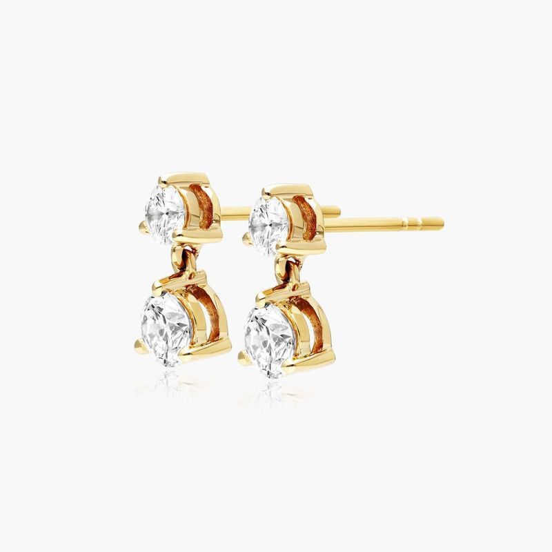 14K Yellow Gold Lab-Created Diamond Drop Stud Earrings