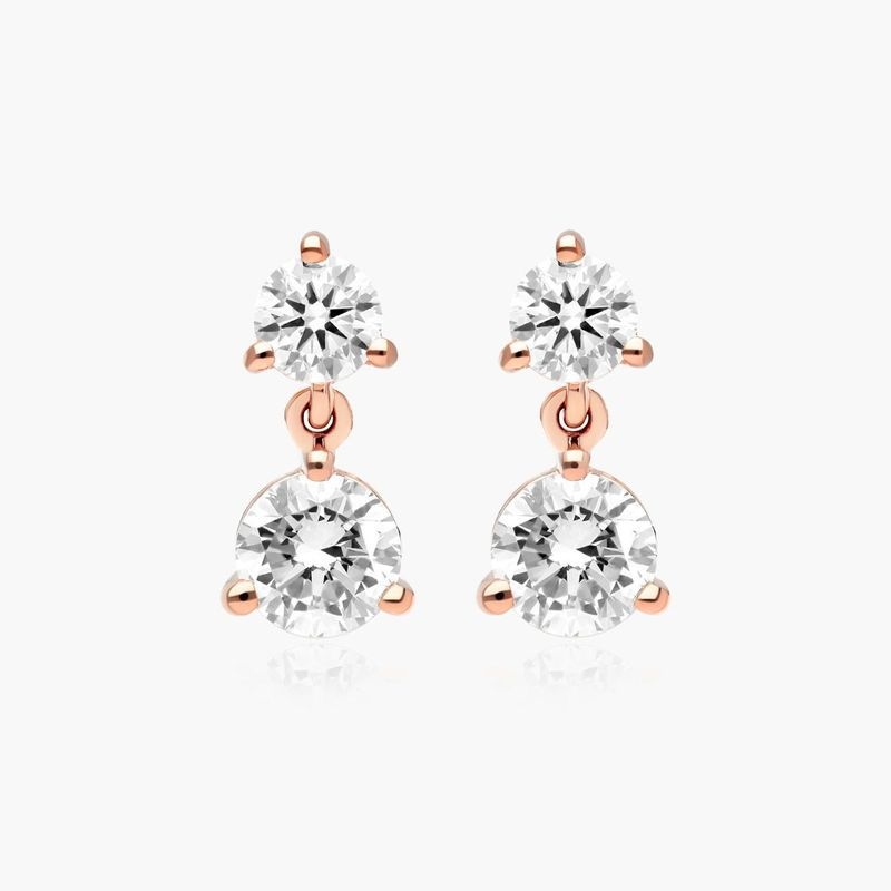 14K Rose Gold Lab-Grown Diamond Drop Stud Earrings