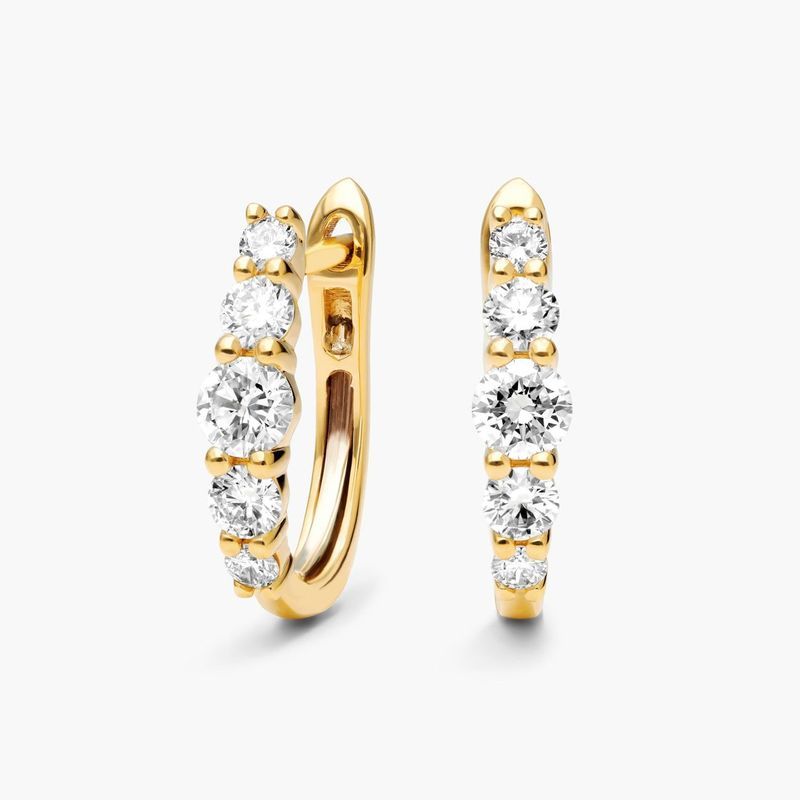 14K Yellow Gold Graduating Lab-Created Diamond Hoop Earrings