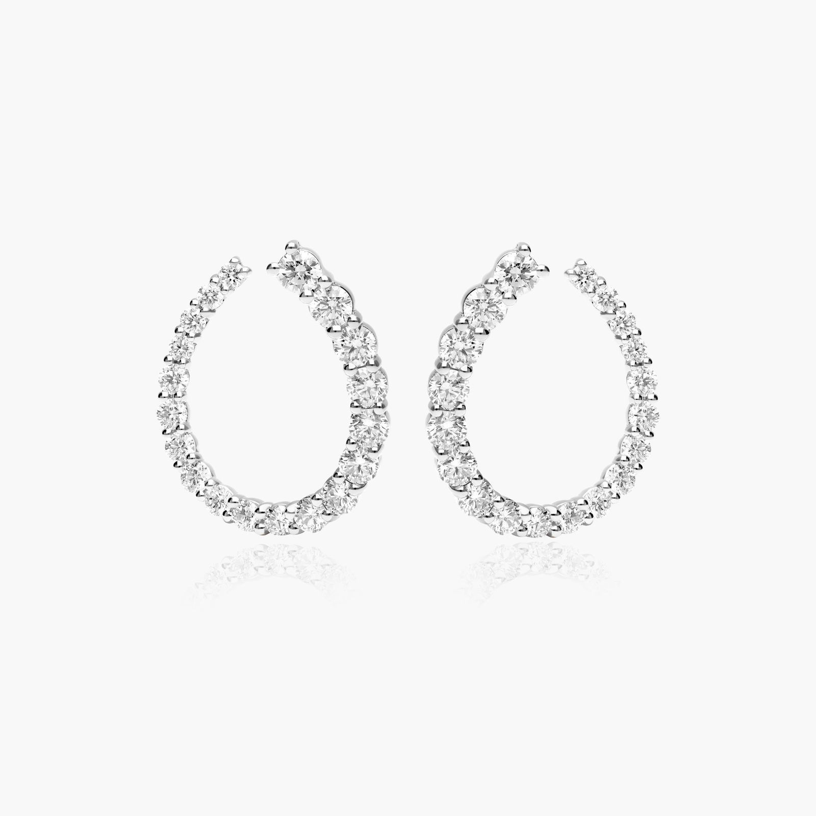 14K White Gold Front Twist LabCreated Diamond Hoop Earrings81631w14l