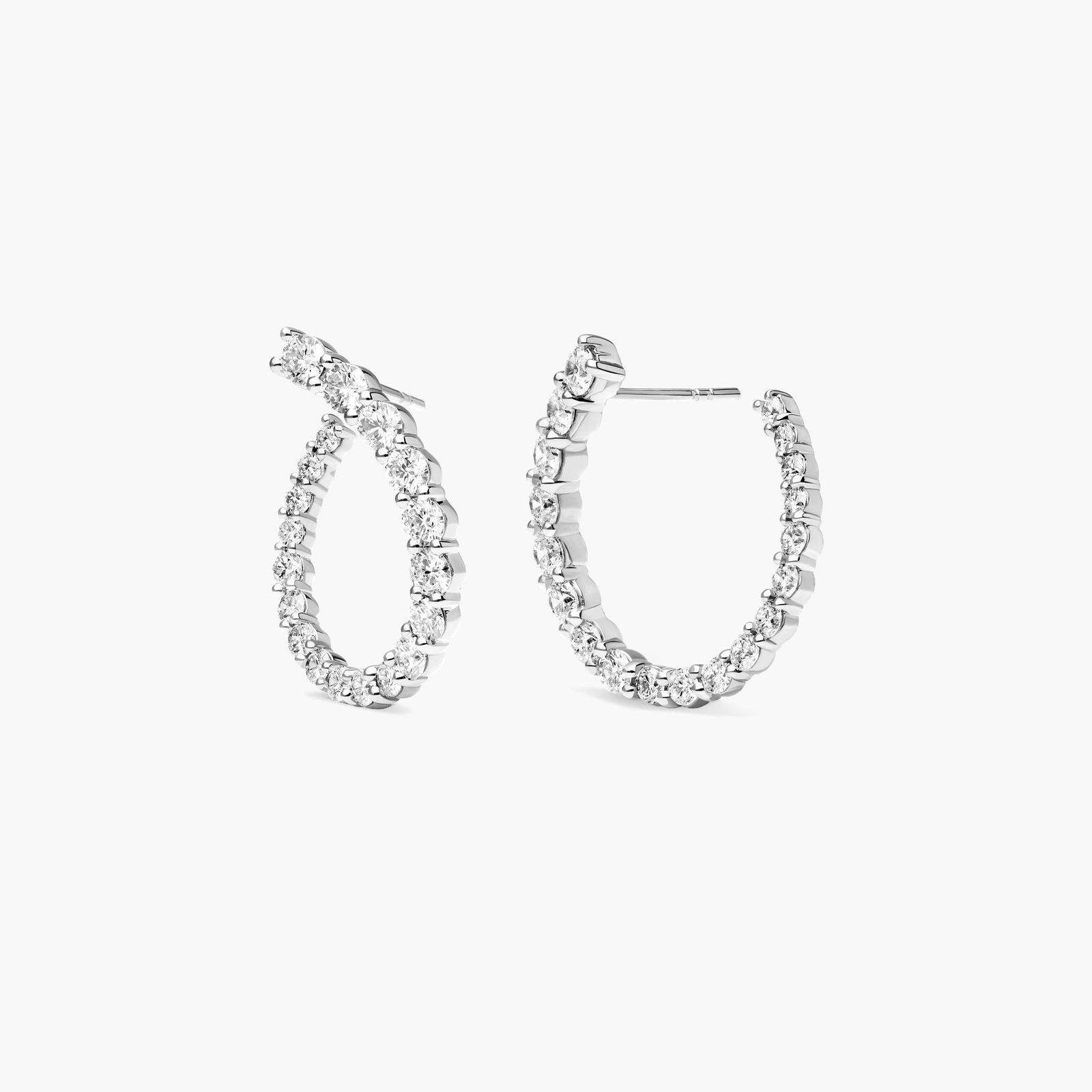 14K White Gold Front Twist LabGrown Diamond Hoop Earrings81631w14l