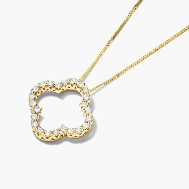 Lab-Grown Diamond Open Clover Pendant In 14K Yellow Gold