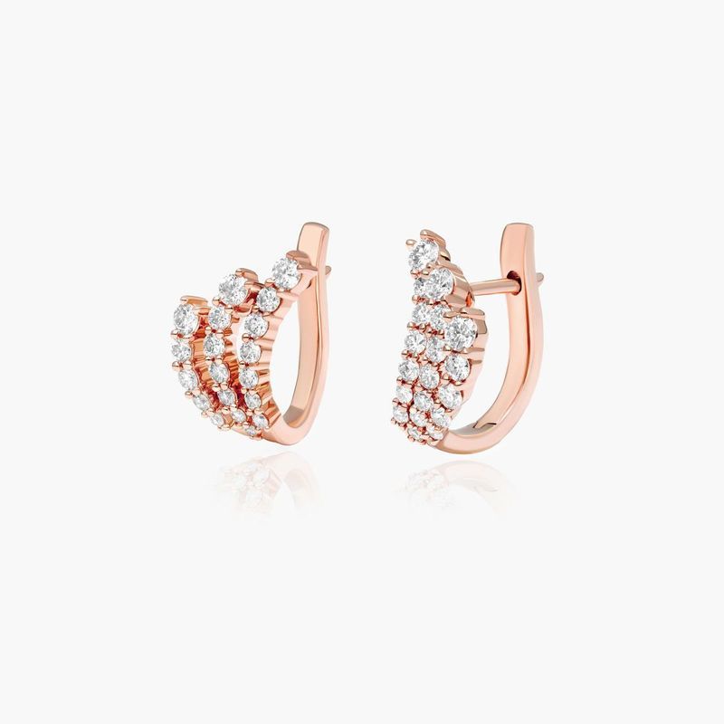 14K Rose Gold Tidal Wave Lab-Created Diamond Hoop Earrings
