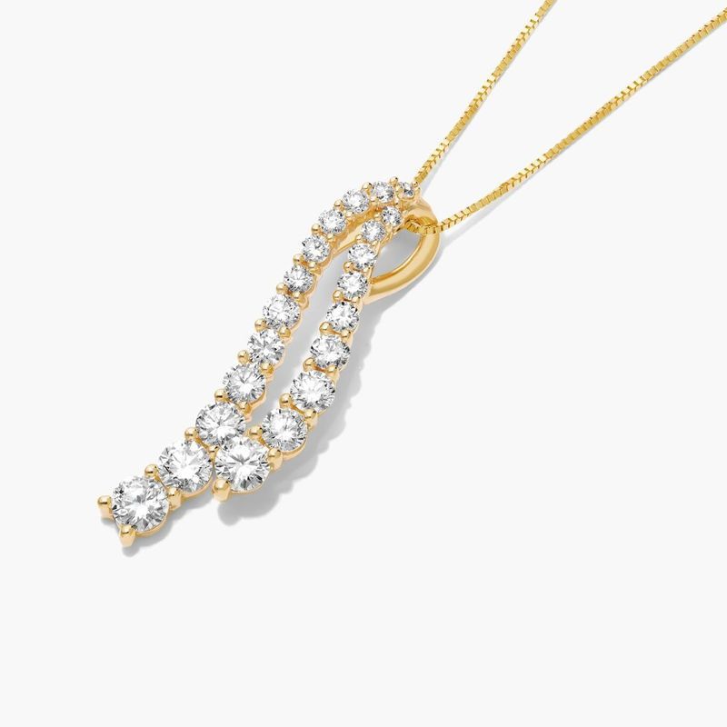 14k/10k shops Diamond Wavy Pendant Necklace